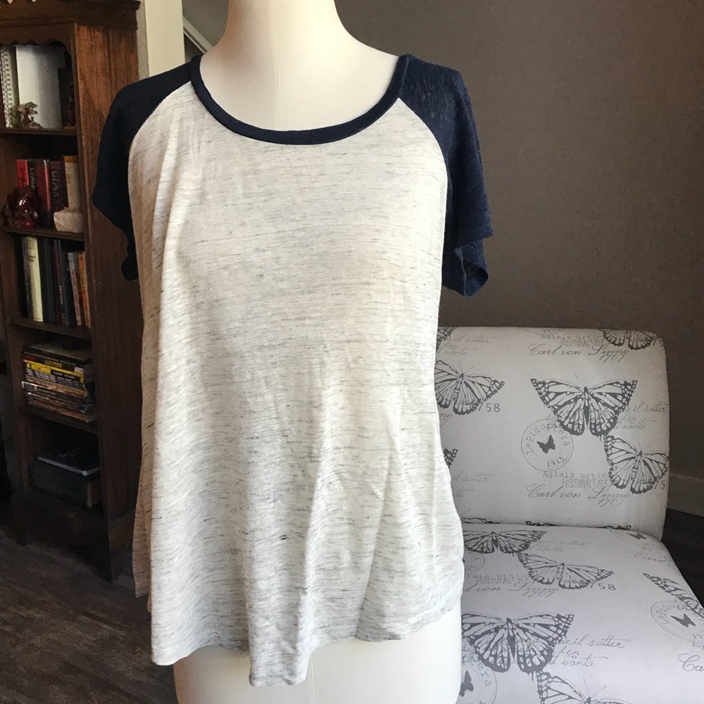 J. Crew navy and grey tee size M